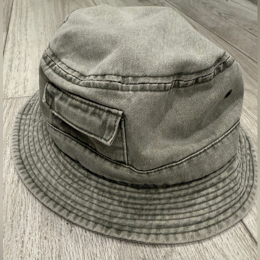 Olive green grey Bucket Hat with Vintage Style